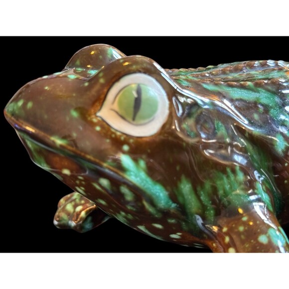 Vintage Large Green Ceramic Frog 🐸 Toad Figurine Hand Crafted Signed Dated 1971 - Picture 16 of 16